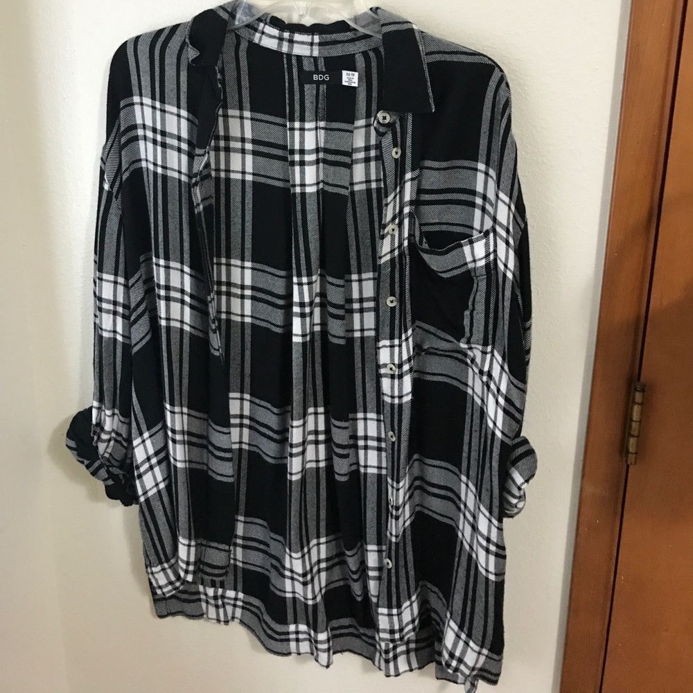 BDG Black & White Plaid Button-Up Shirt